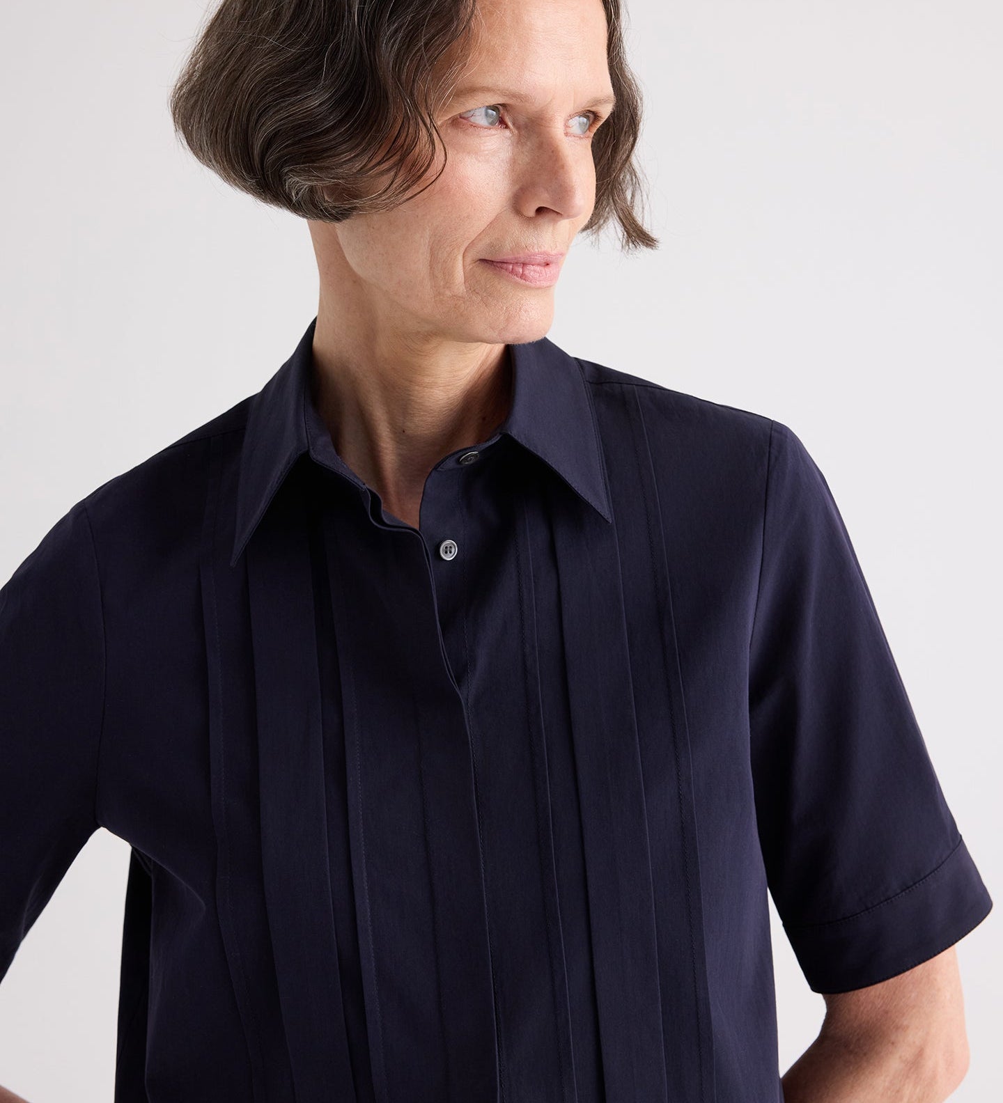 TWP - Short Lived Shirt with Pleated Placket in Super Compact Poplin