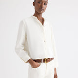 TWP - Stand Collar Cut Off Shirt in Japanese Denim