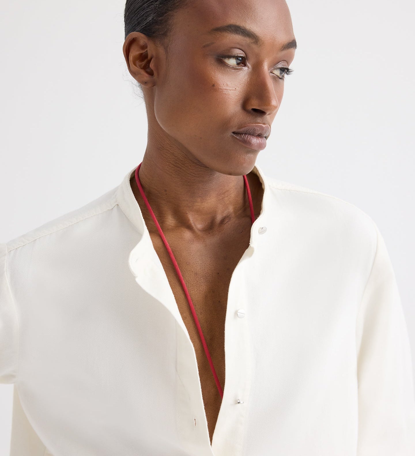 TWP - Stand Collar Cut Off Shirt in Japanese Denim