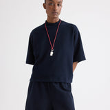 TWP - Cropped Mock Neck Tee in Lightweight Sweatshirt