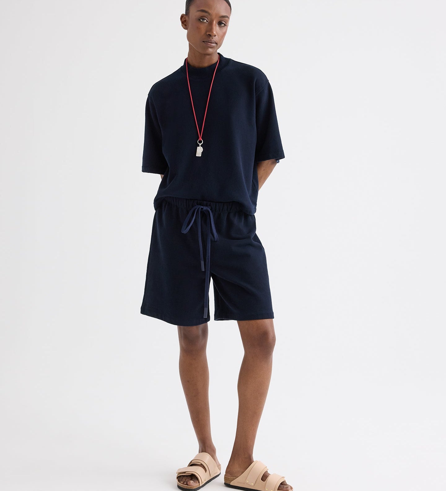 TWP - Cropped Mock Neck Tee in Lightweight Sweatshirt