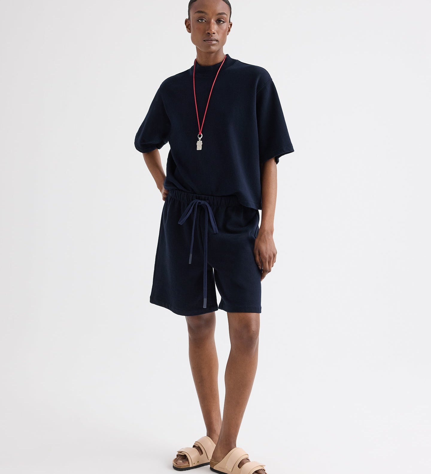 TWP - Cropped Mock Neck Tee in Lightweight Sweatshirt