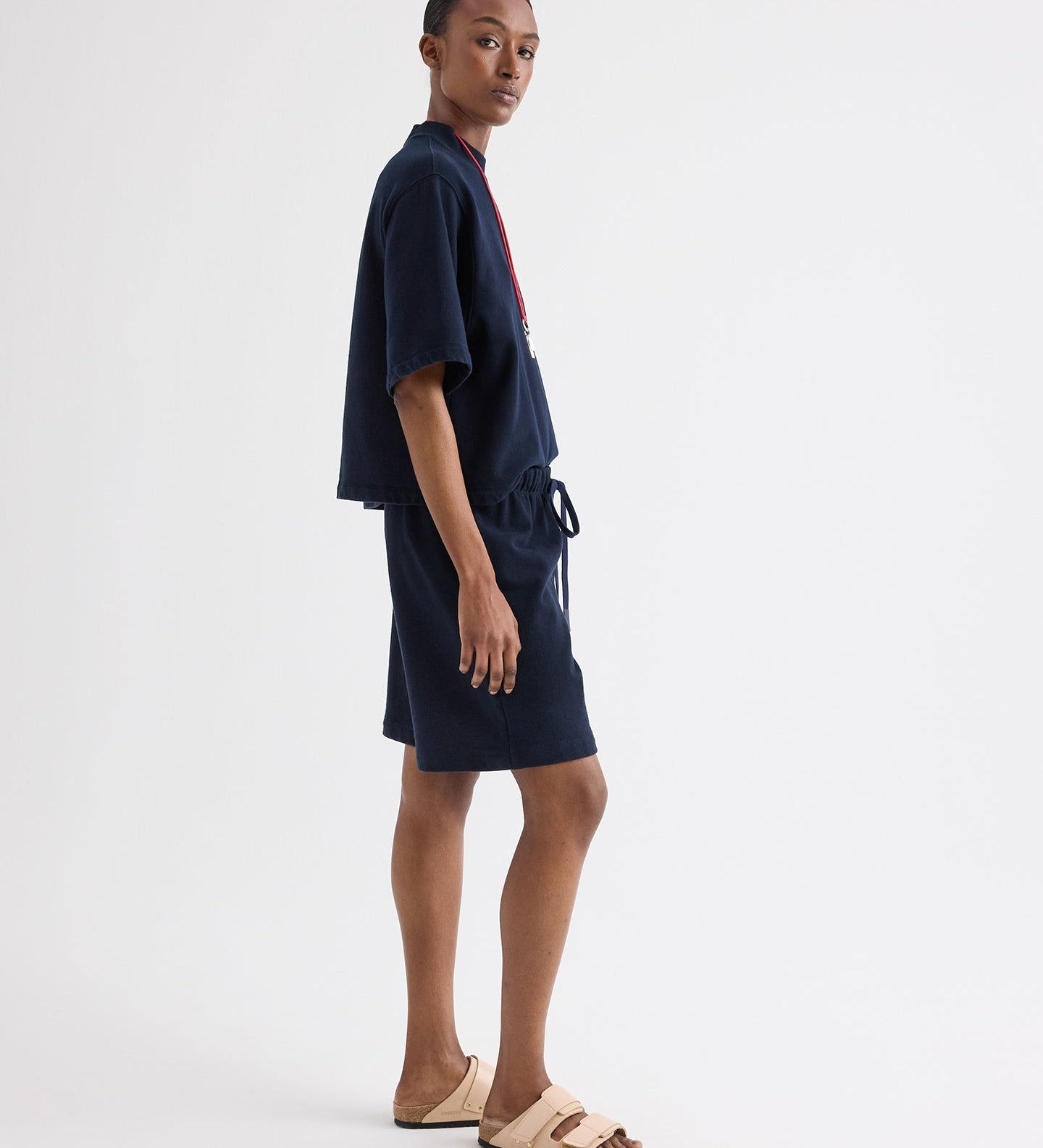 TWP - Cropped Mock Neck Tee in Lightweight Sweatshirt