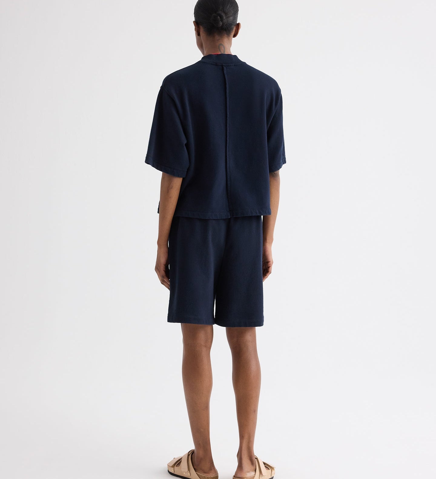 TWP - Cropped Mock Neck Tee in Lightweight Sweatshirt