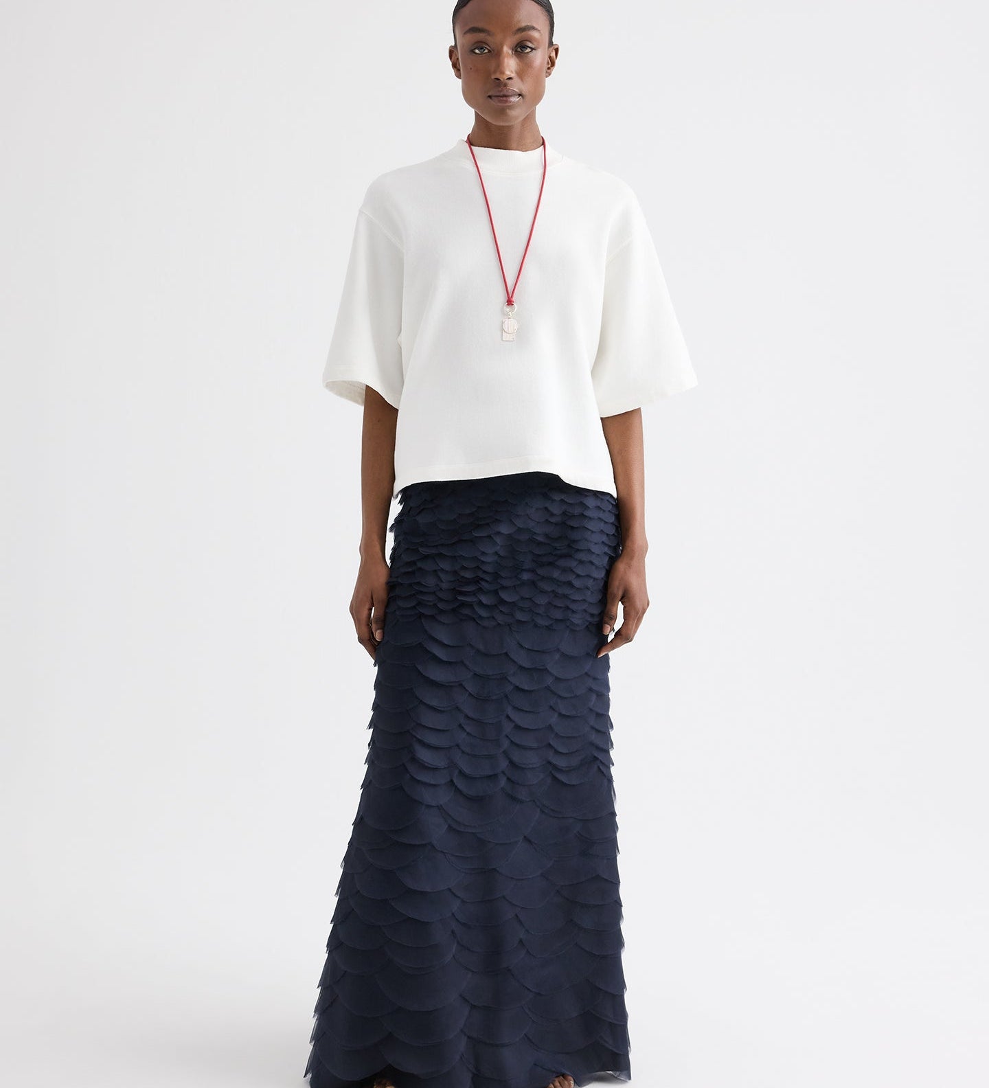 TWP - Cropped Mock Neck Tee in Lightweight Sweatshirt