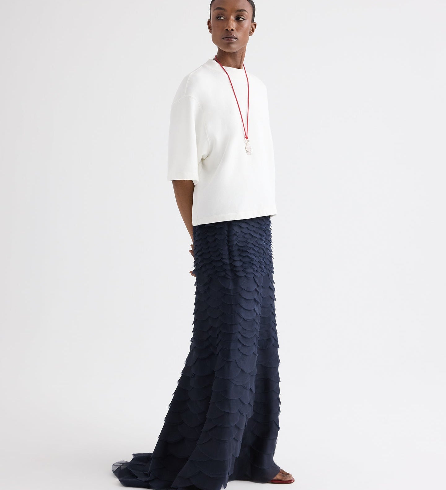 TWP - Cropped Mock Neck Tee in Lightweight Sweatshirt