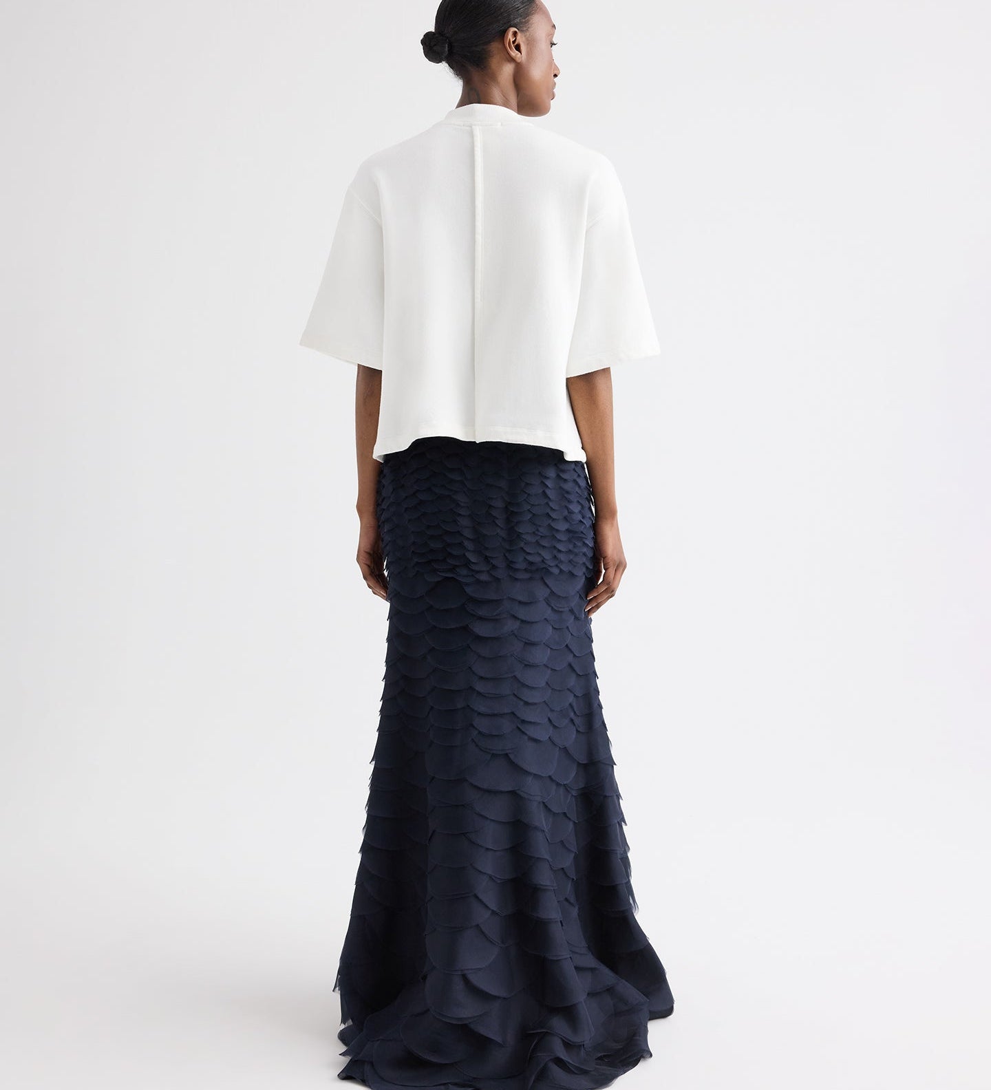 TWP - Cropped Mock Neck Tee in Lightweight Sweatshirt