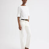 TWP - Boat Neck Top with Double Rolled Sleeve in Cotton Poplin