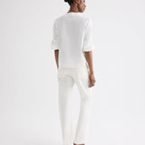 TWP - Boat Neck Top with Double Rolled Sleeve in Cotton Poplin