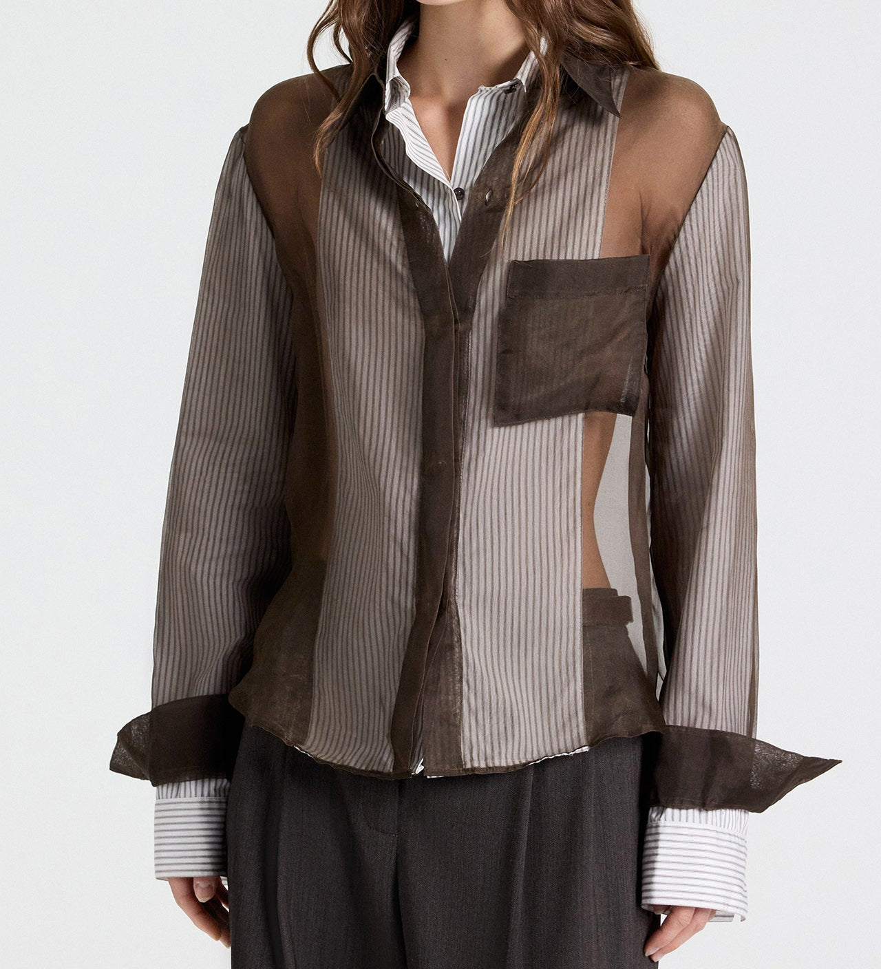 TWP - DOUBLE LAYER BOYFRIEND - WHITE / TURKISH COFFEE