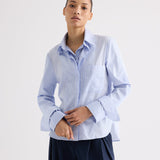 TWP - Double Layer Boyfriend Shirt in Mini Banker Stripe