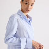 TWP - Double Layer Boyfriend Shirt in Mini Banker Stripe