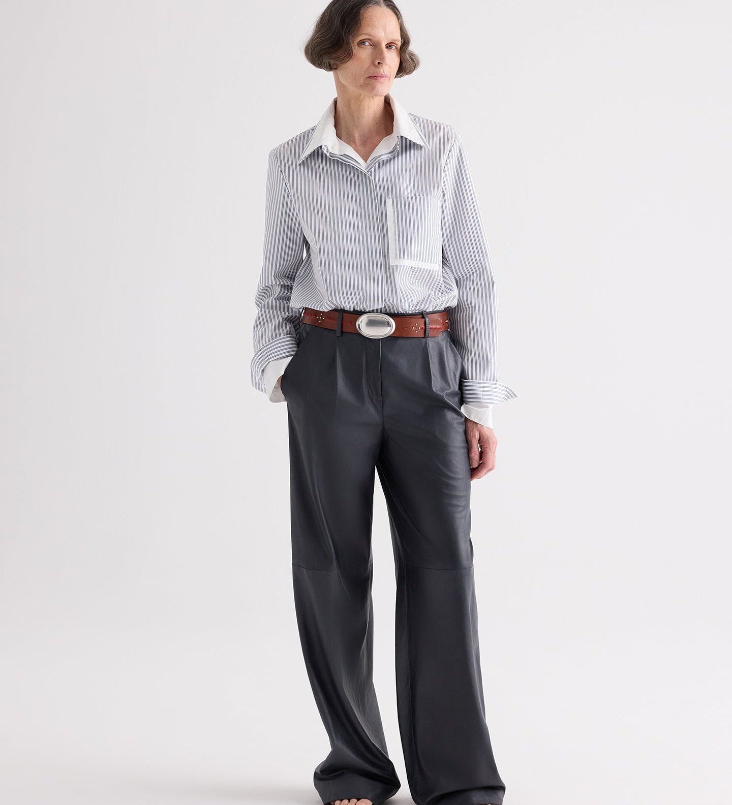 TWP - Double Layer Boyfriend Shirt in Double Stripe Shirting