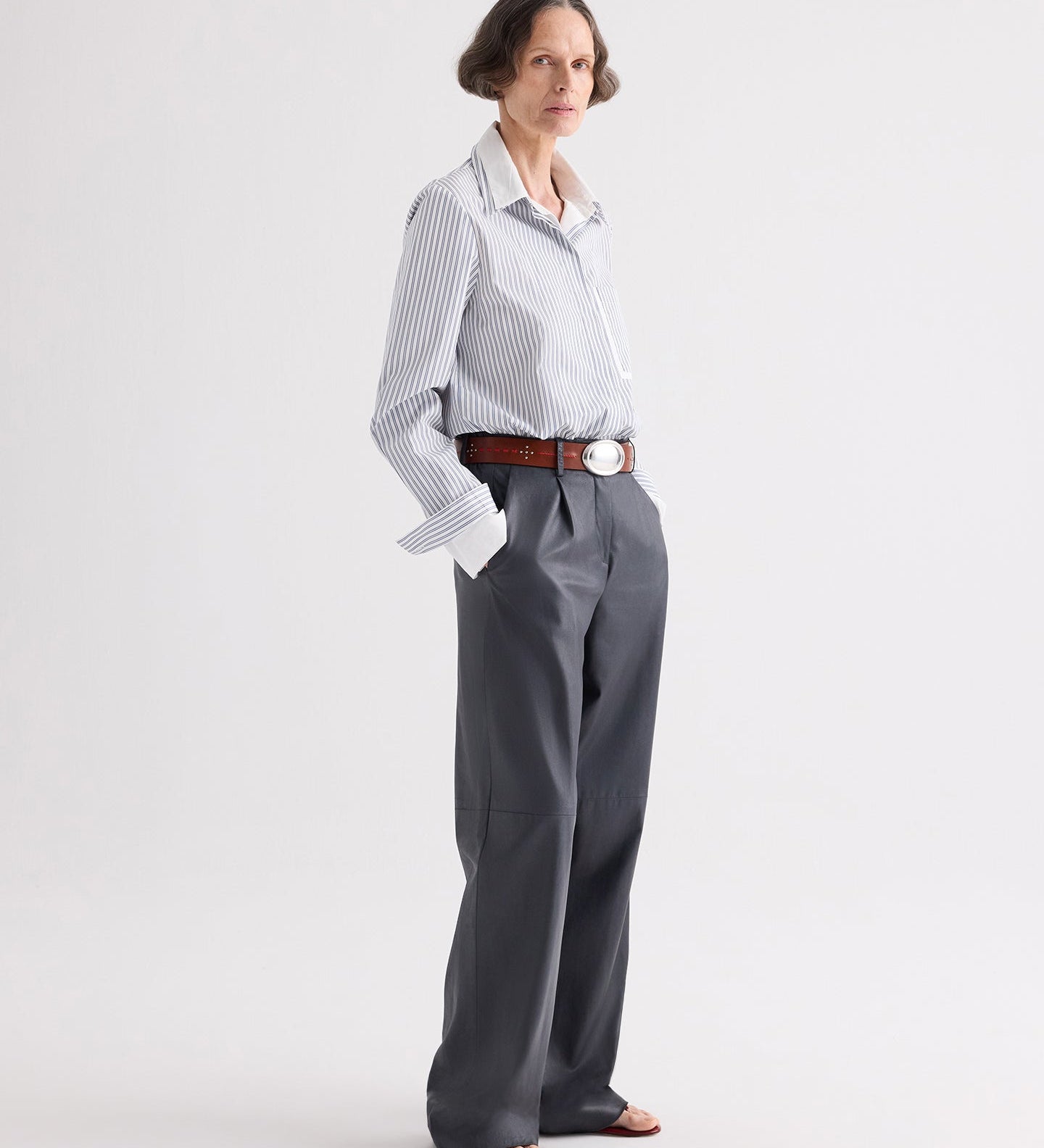 TWP - Double Layer Boyfriend Shirt in Double Stripe Shirting