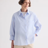 TWP - Newest Earl Shirt in Mini Banker Stripe