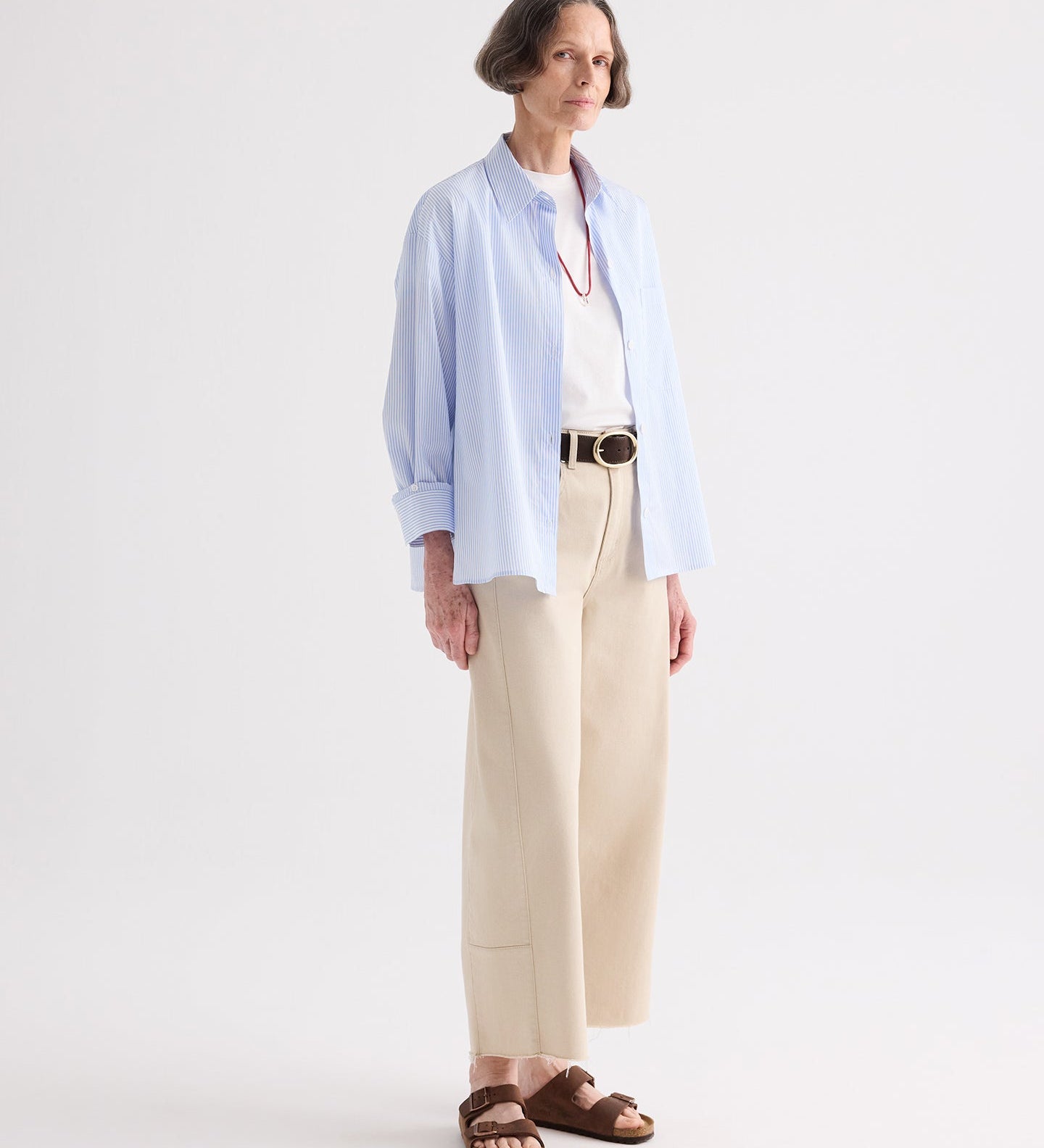 TWP - Newest Earl Shirt in Mini Banker Stripe