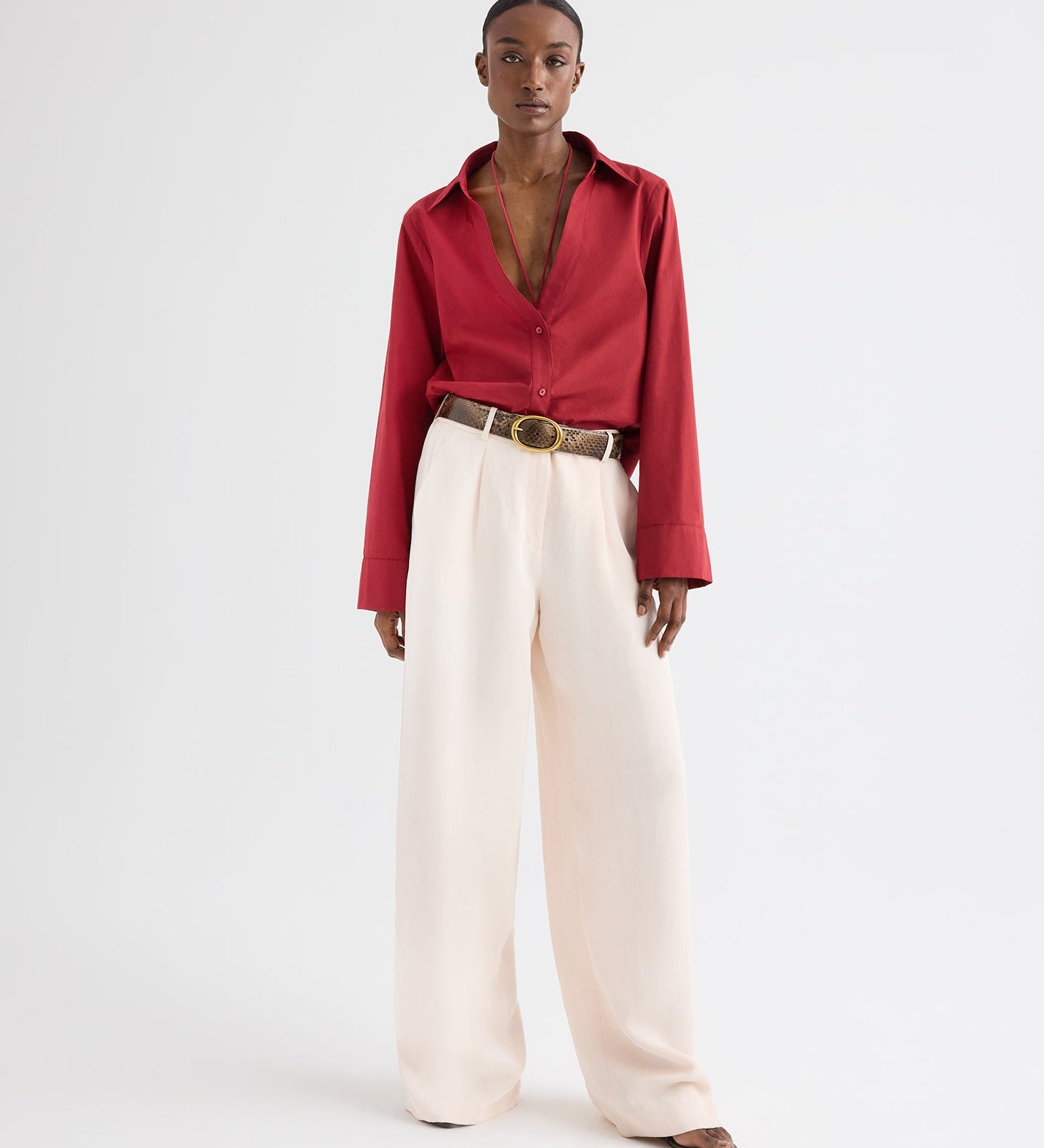 TWP - Deep V Relaxed Shirt in Superfine Cotton