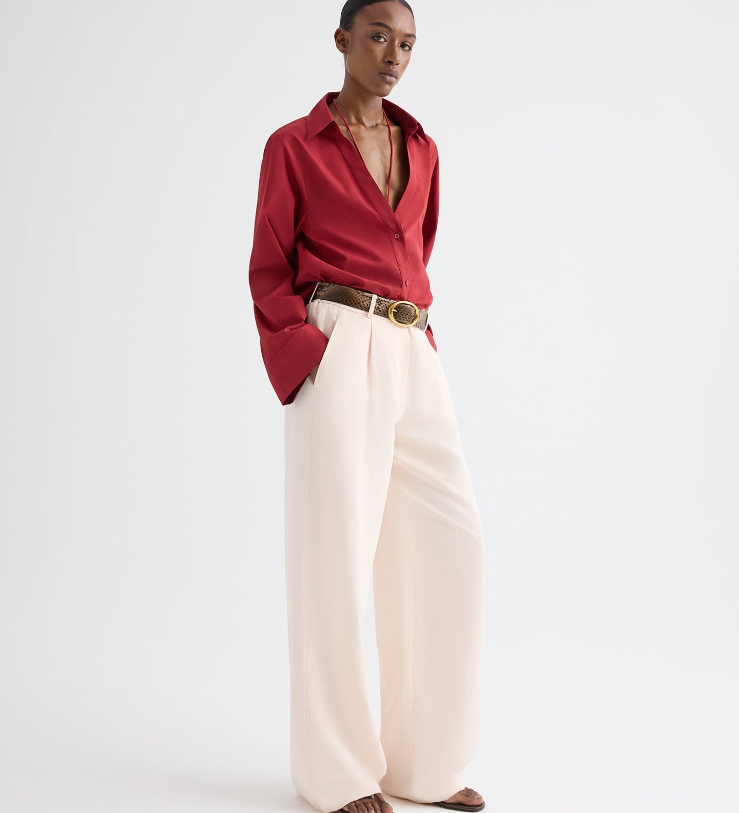 TWP - Deep V Relaxed Shirt in Superfine Cotton