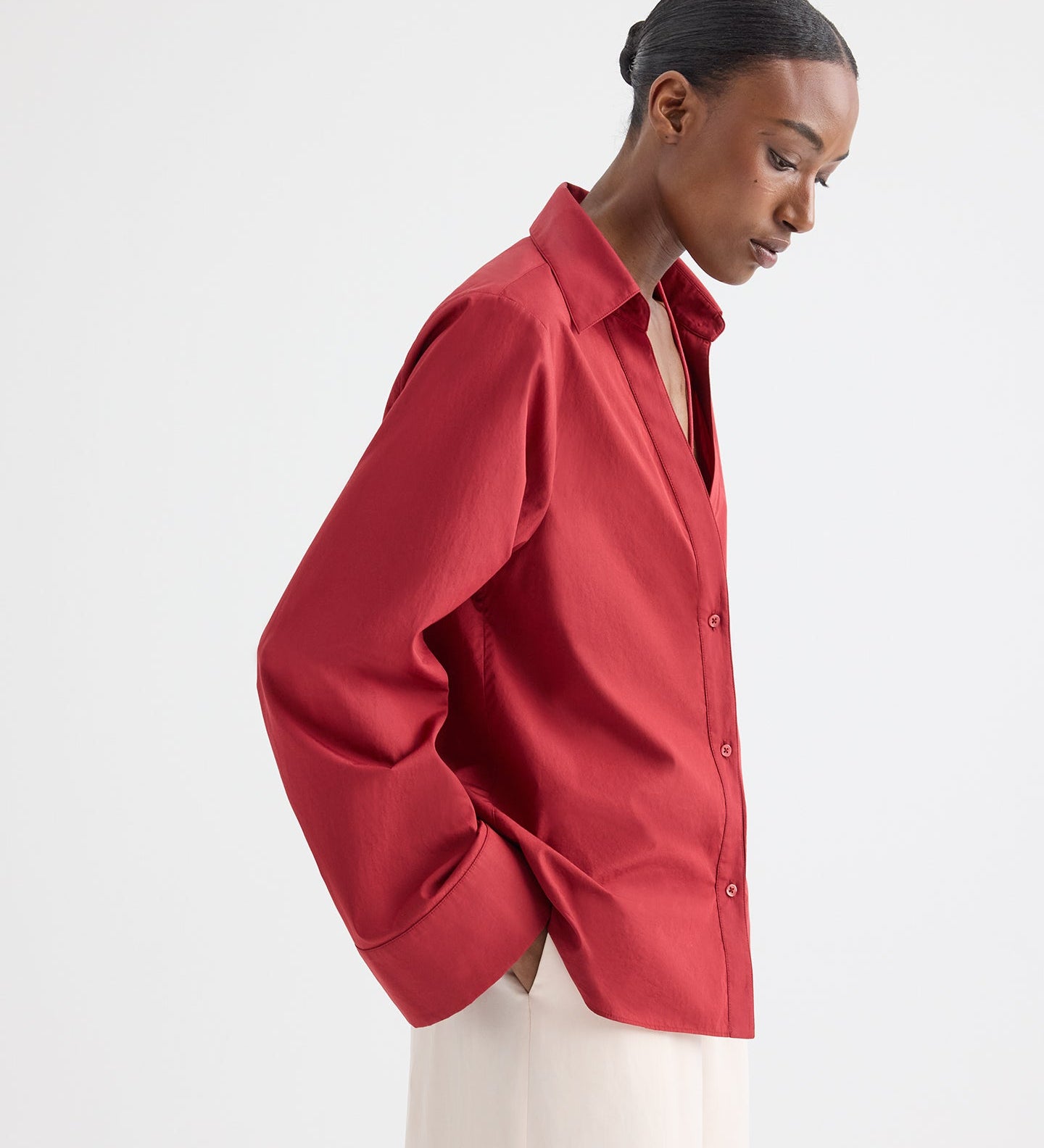 TWP - Deep V Relaxed Shirt in Superfine Cotton