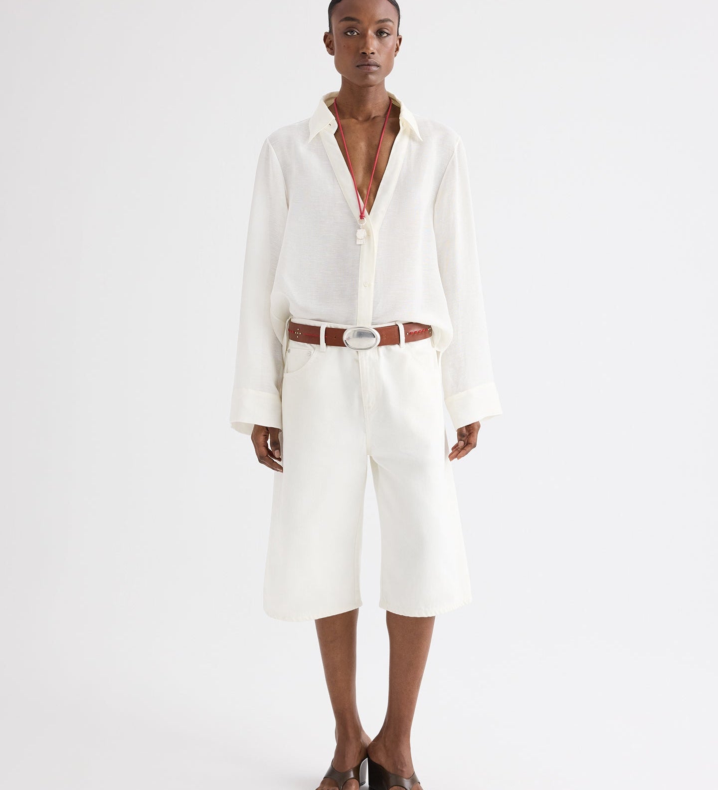 TWP - Deep V Relaxed Shirt in Linen Silk