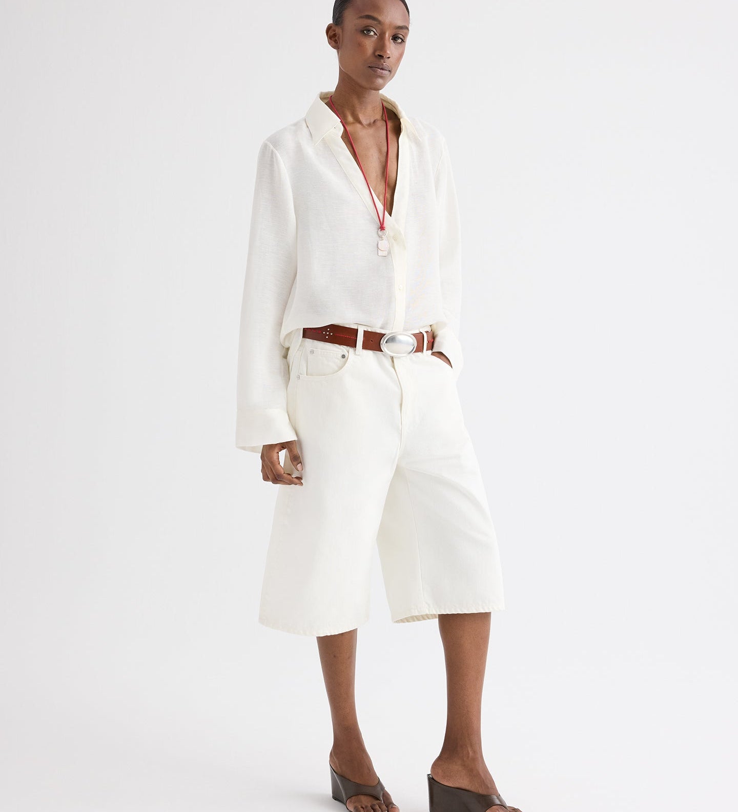 TWP - Deep V Relaxed Shirt in Linen Silk