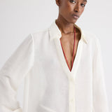 TWP - Deep V Relaxed Shirt in Linen Silk