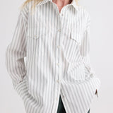 TWP - Highway Man Shirt in Mixed Hairline Cotton Stripe