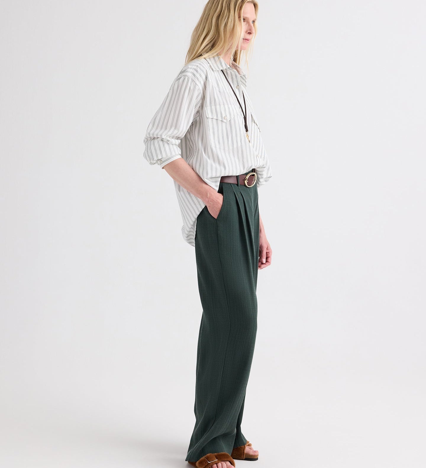 TWP - Highway Man Shirt in Mixed Hairline Cotton Stripe
