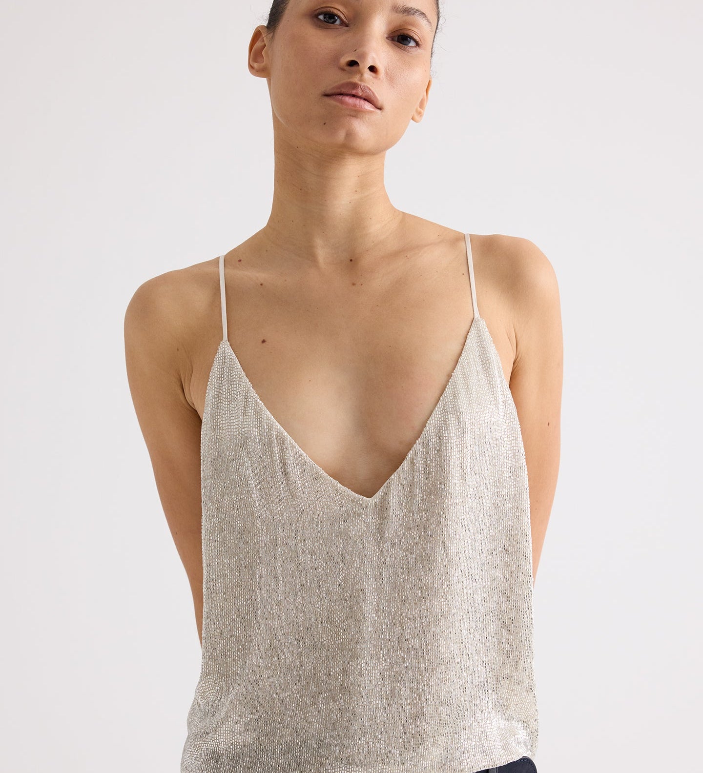 TWP - Simple Cami Top in Bugle Beads