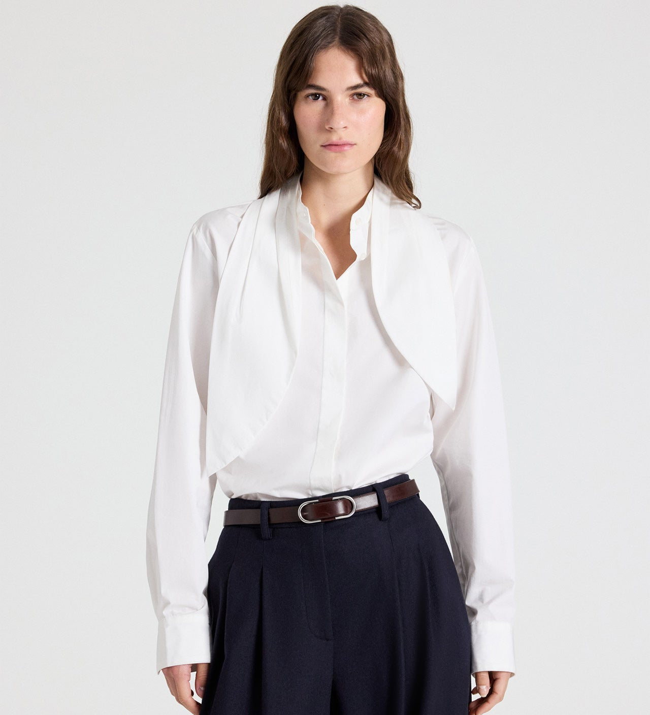 TWP - Cb Top with Tie in Cotton Poplin