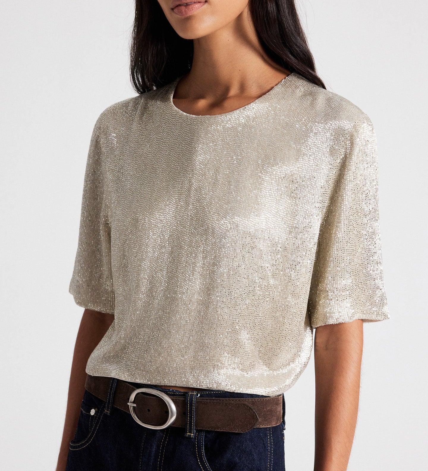 TWP - Beaded Tee in Hand Cut Bugle Beads