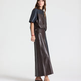TWP - TWO TONE LEATHER BIGGISH TEE - MIDNIGHT / DARK CHOCOLATE