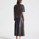 TWP - TWO TONE LEATHER BIGGISH TEE - MIDNIGHT / DARK CHOCOLATE