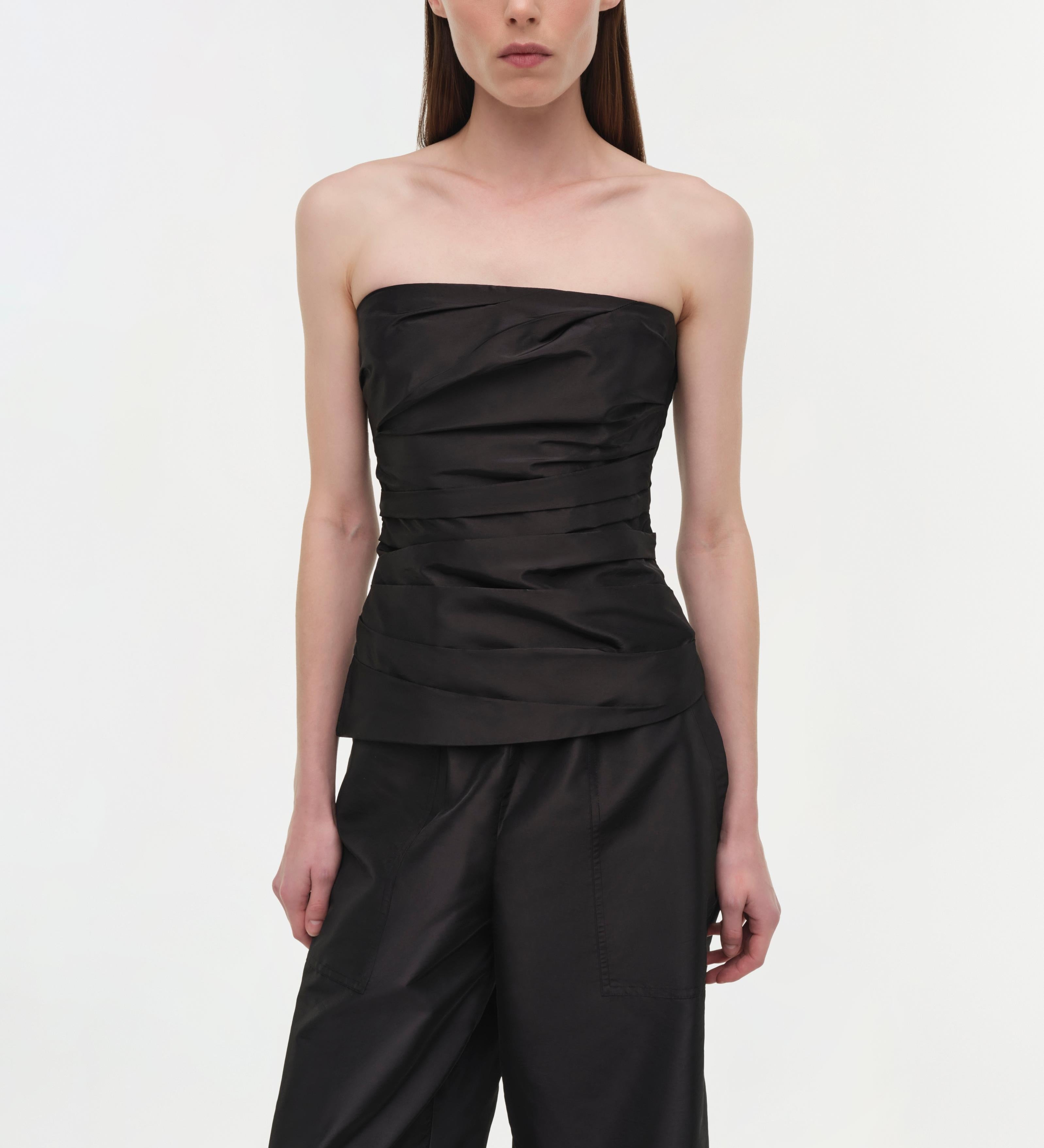 Simkhai - Emerson Ruched Taffeta Bustier Top
