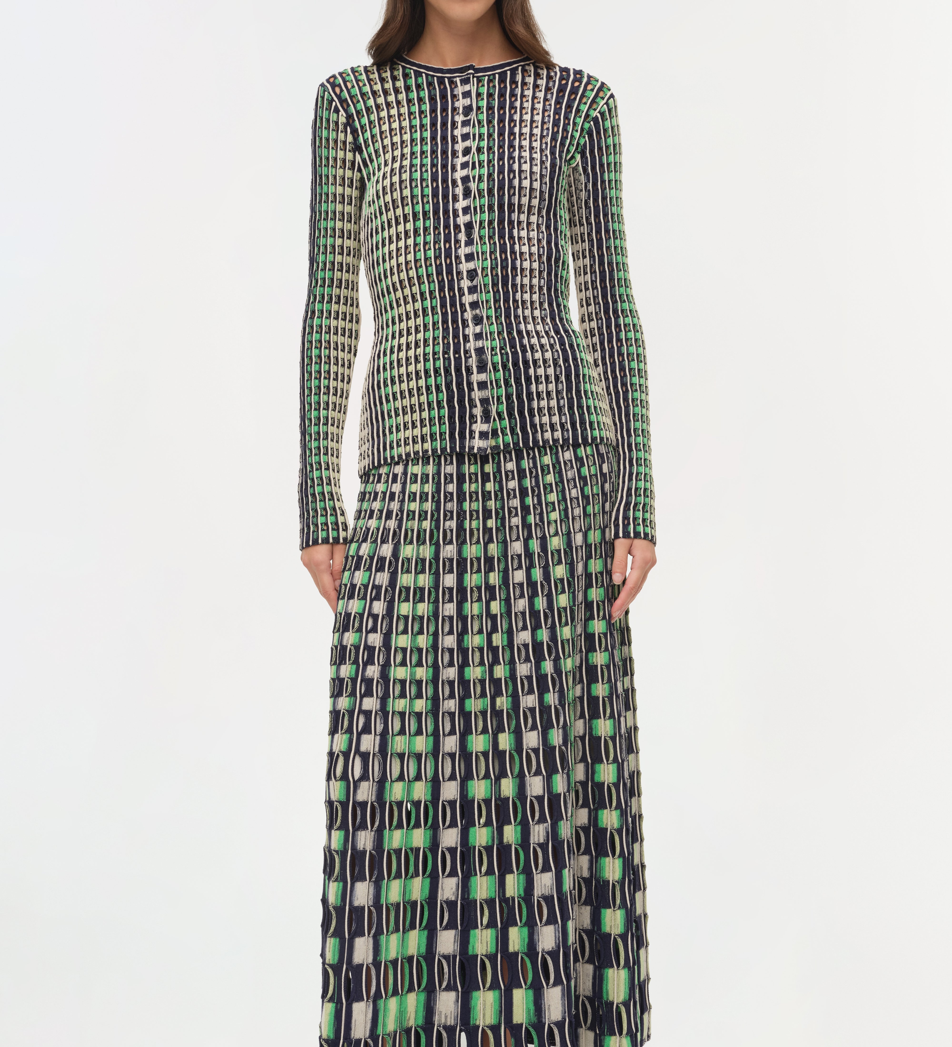 Simkhai - Drue Eyelet Knit Midi Skirt