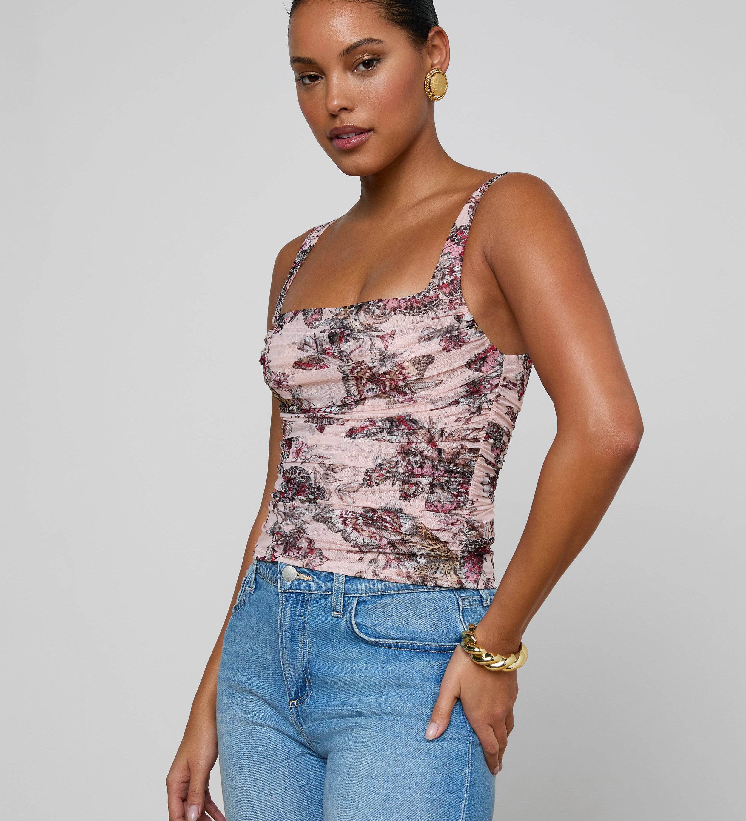 L'AGENCE - Rasha Shirred Mesh Tank