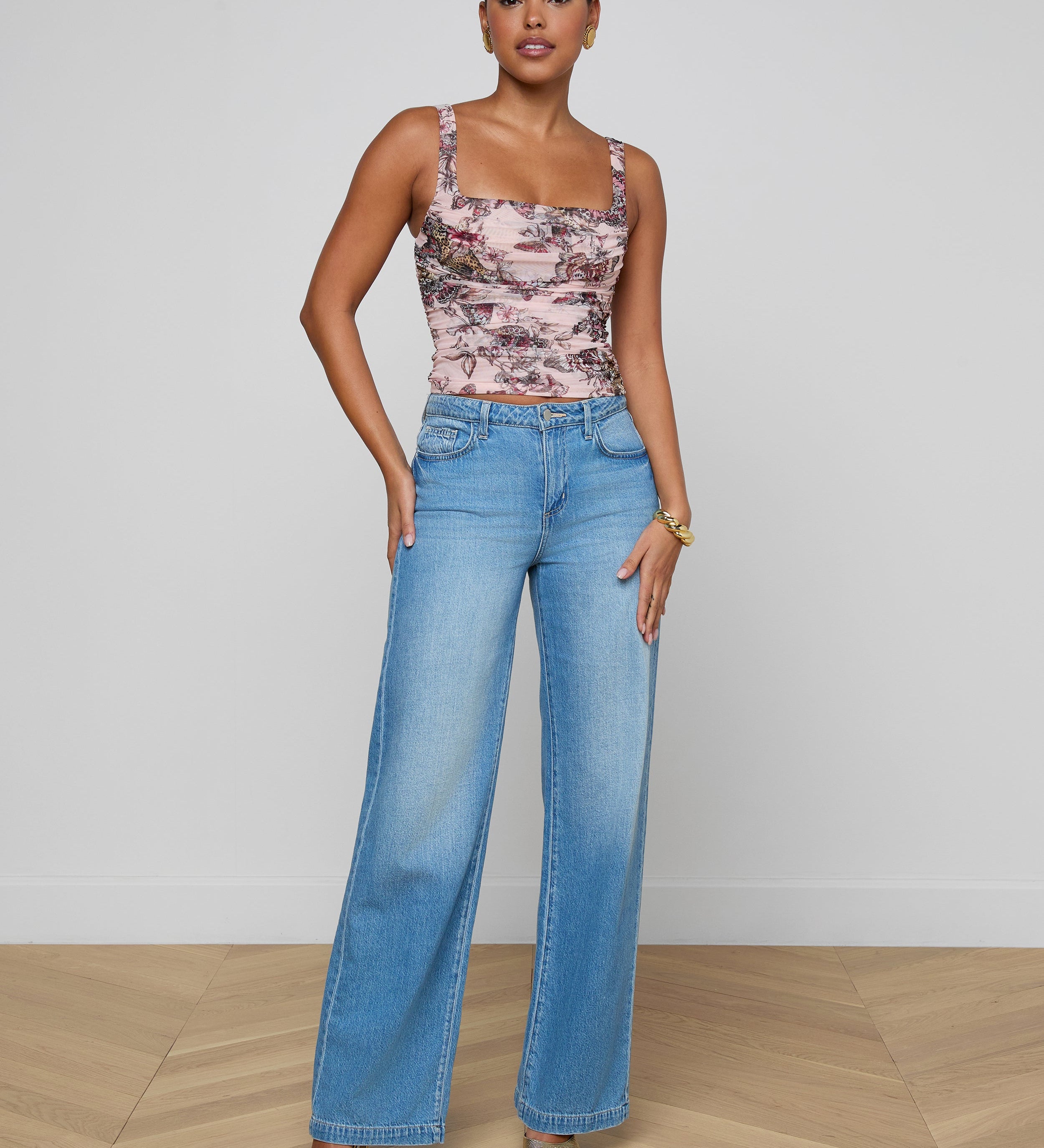 L'AGENCE - Rasha Shirred Mesh Tank