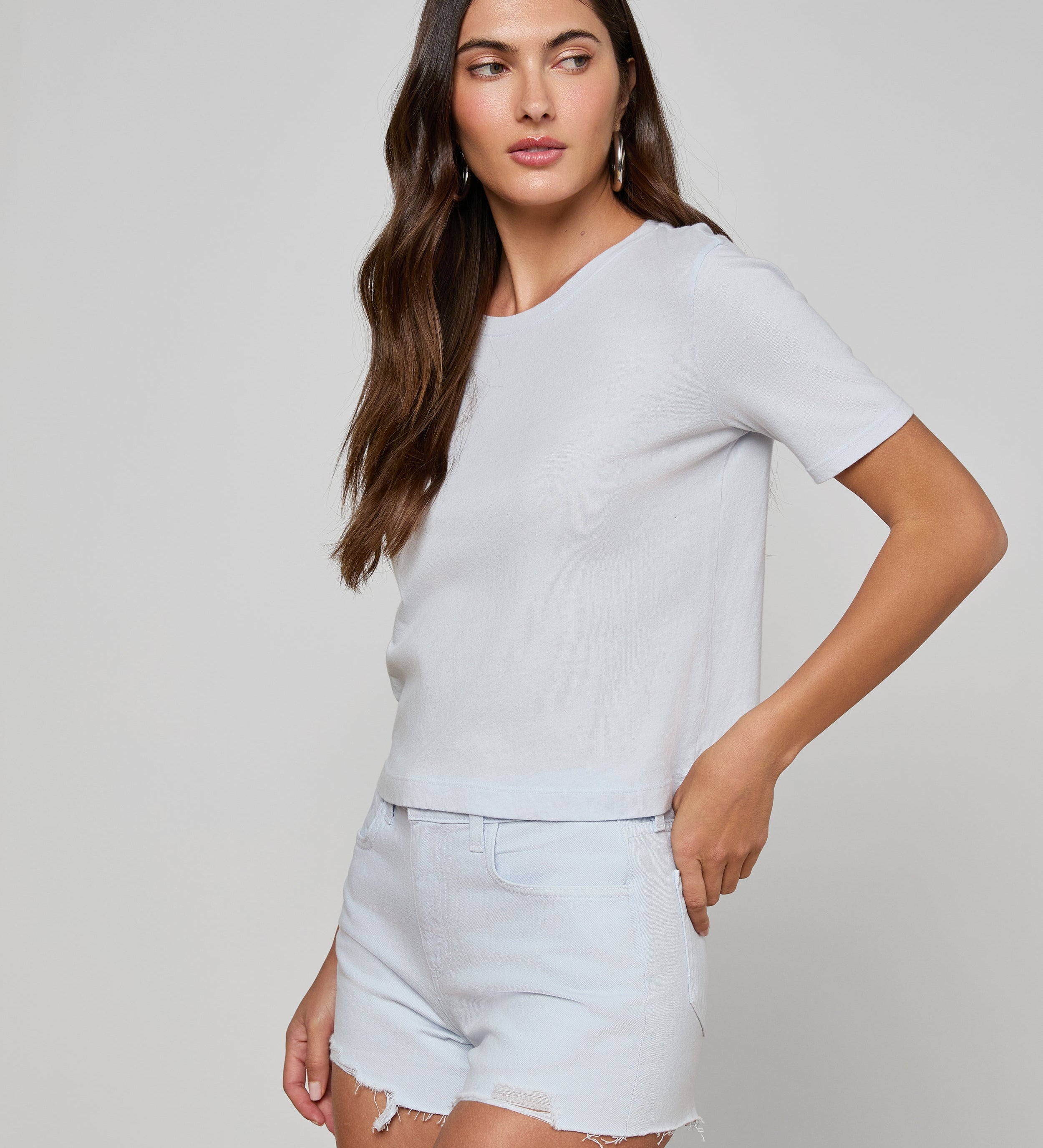 L'AGENCE - Stormy Cropped Cotton Tee