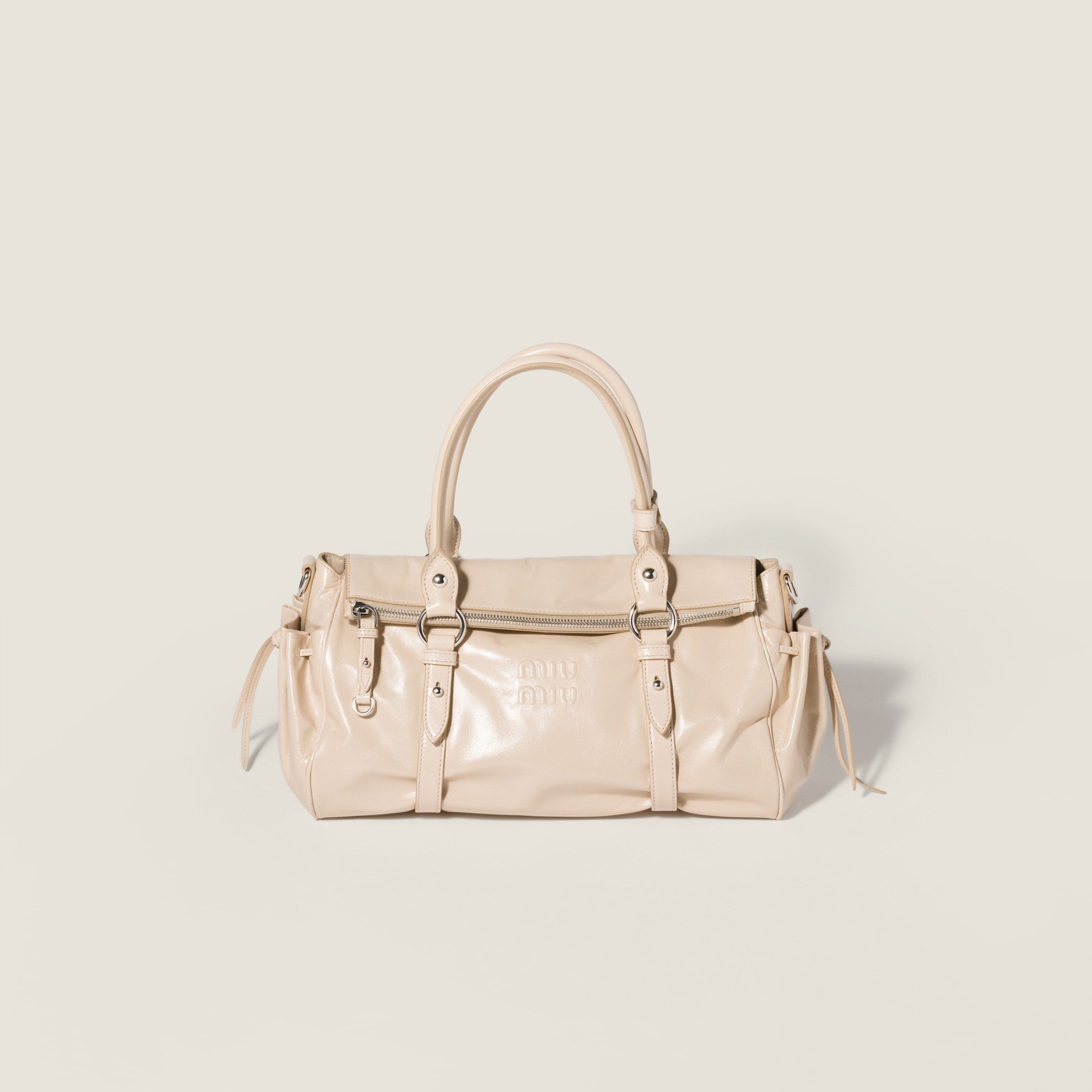 Shiny leather handbag