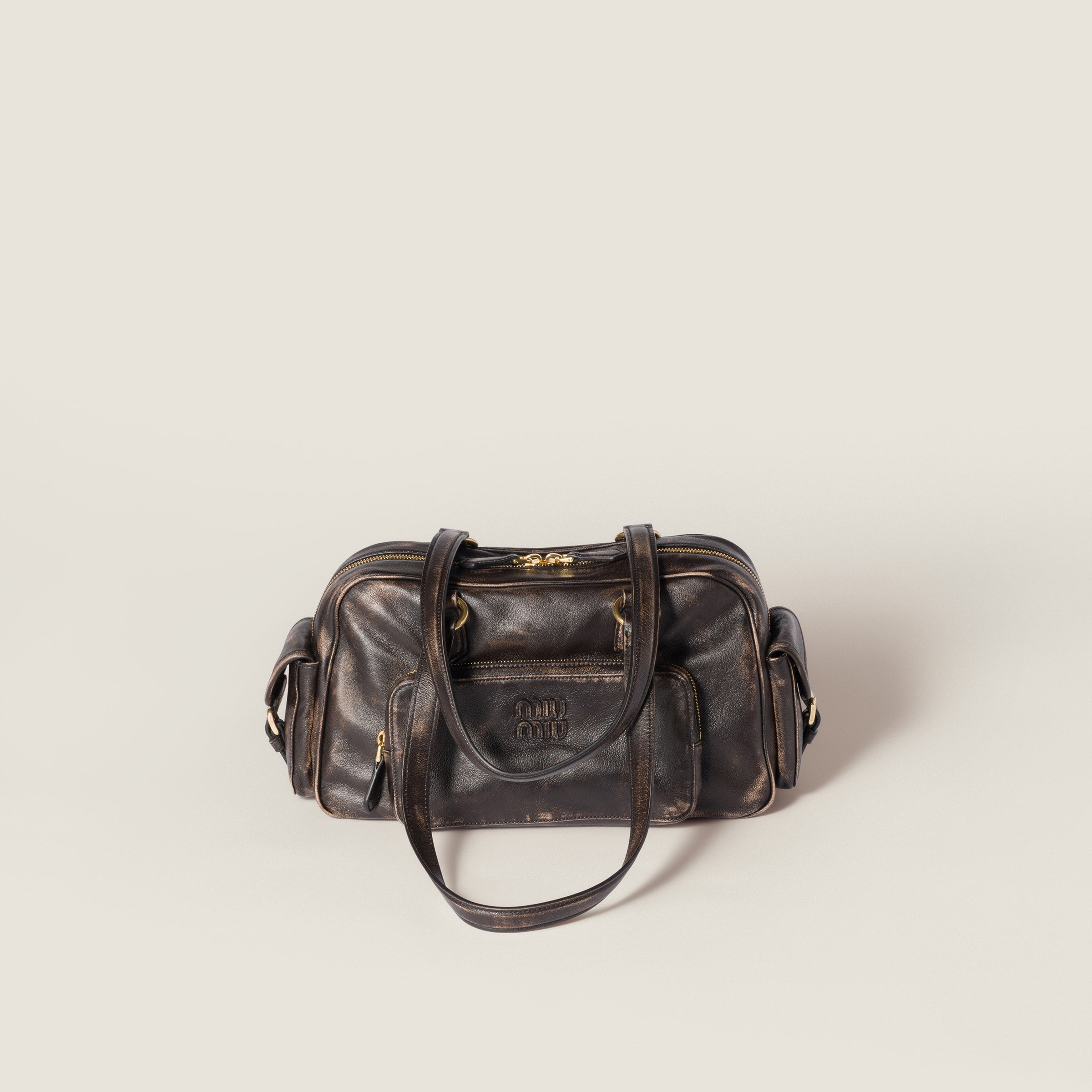 Pocket nappa leather top-handle bag