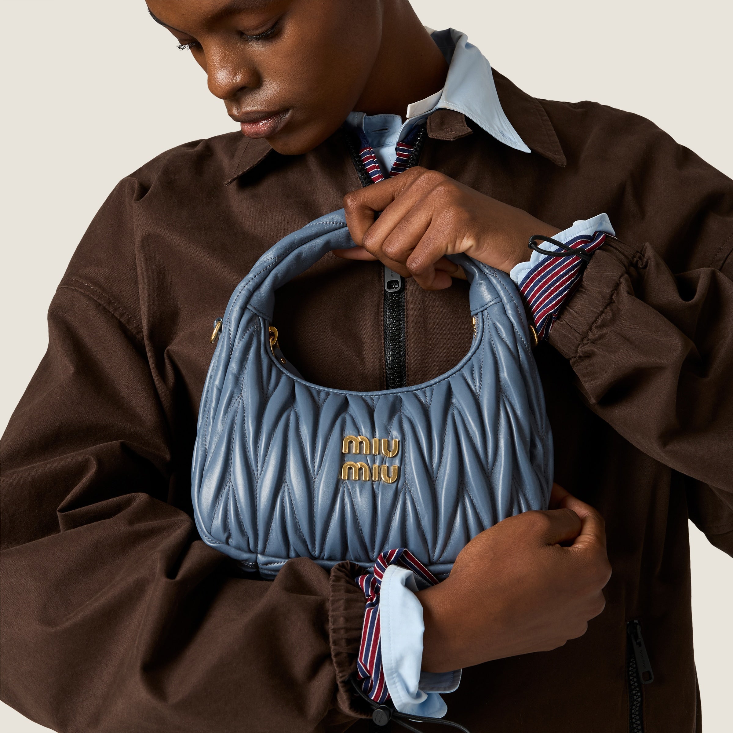 Wander matelassé nappa leather hobo bag