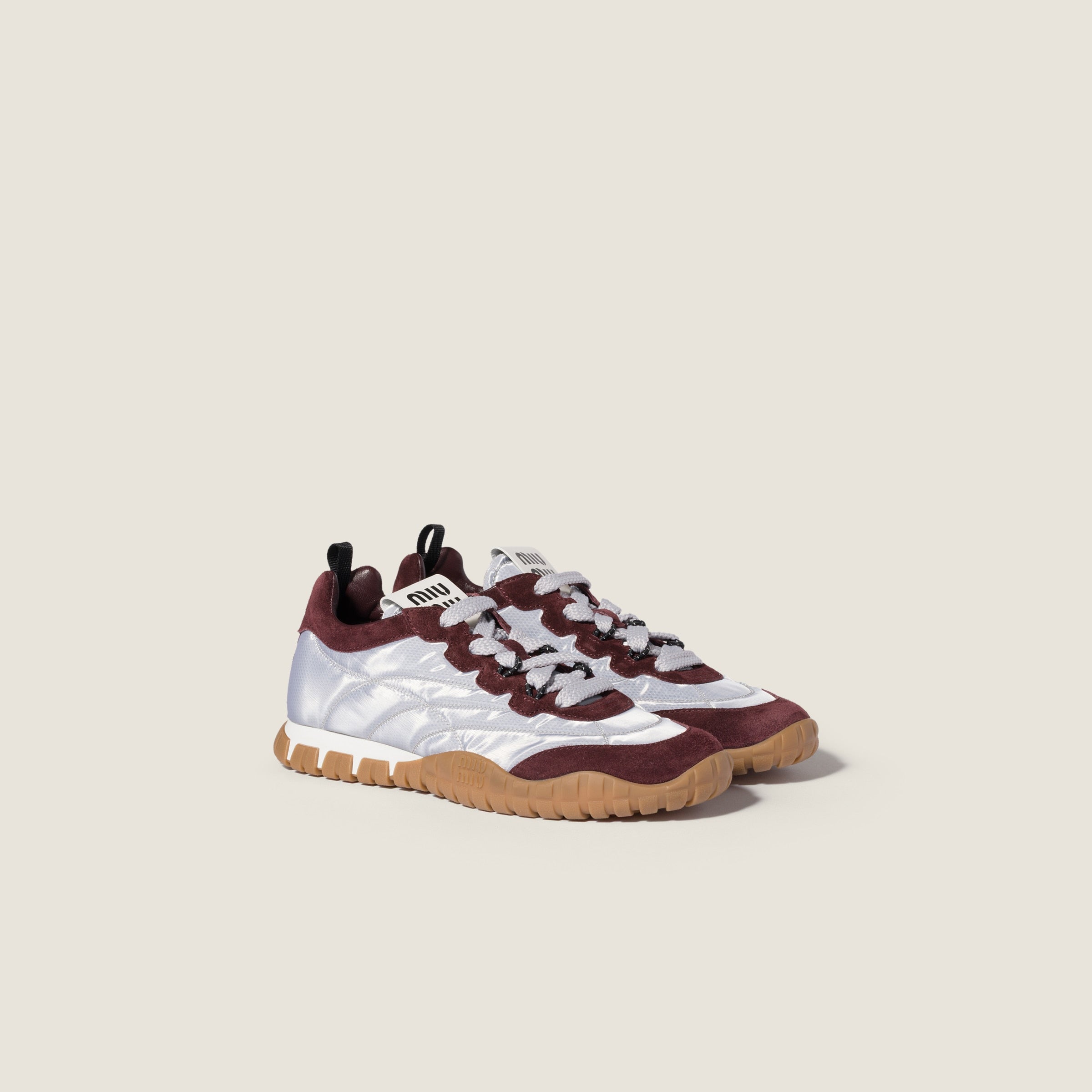 Tyre technical fabric and suede sneakers