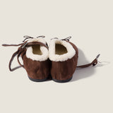 Suede and shearling ballerinas