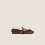 Suede and shearling ballerinas