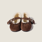 Suede and shearling ballerinas