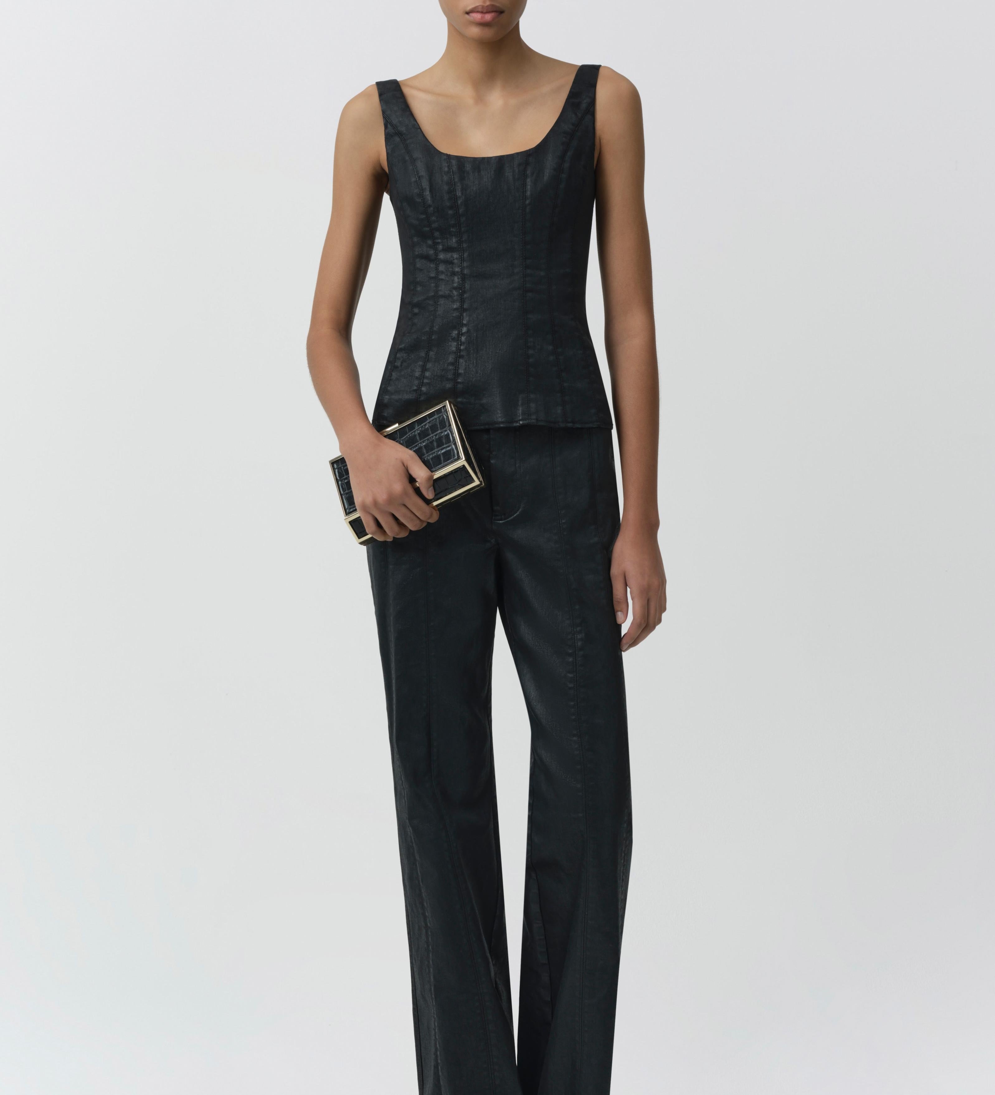 Simkhai - Lachlan Coated Denim Bustier Top