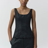 Simkhai - Lachlan Coated Denim Bustier Top