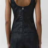 Simkhai - Lachlan Coated Denim Bustier Top
