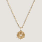Kinn - Jordyn Ribbed Coin Necklace Diamond