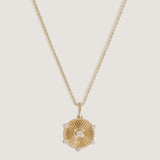 Kinn - Jordyn Ribbed Coin Necklace Diamond